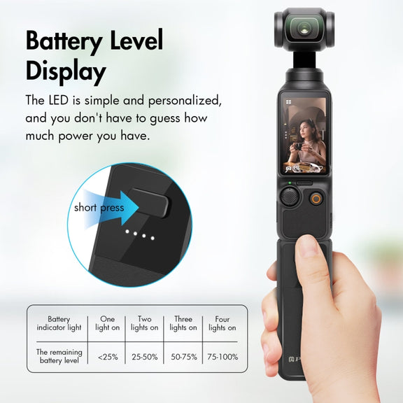 For DJI Osmo Pocket 3 PULUZ High-Capacity 2800mAh Battery Grip (Black)