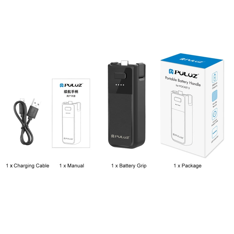 For DJI Osmo Pocket 3 PULUZ High-Capacity 2800mAh Battery Grip (Black) - free shipping - PMC Jewellery - Order now!