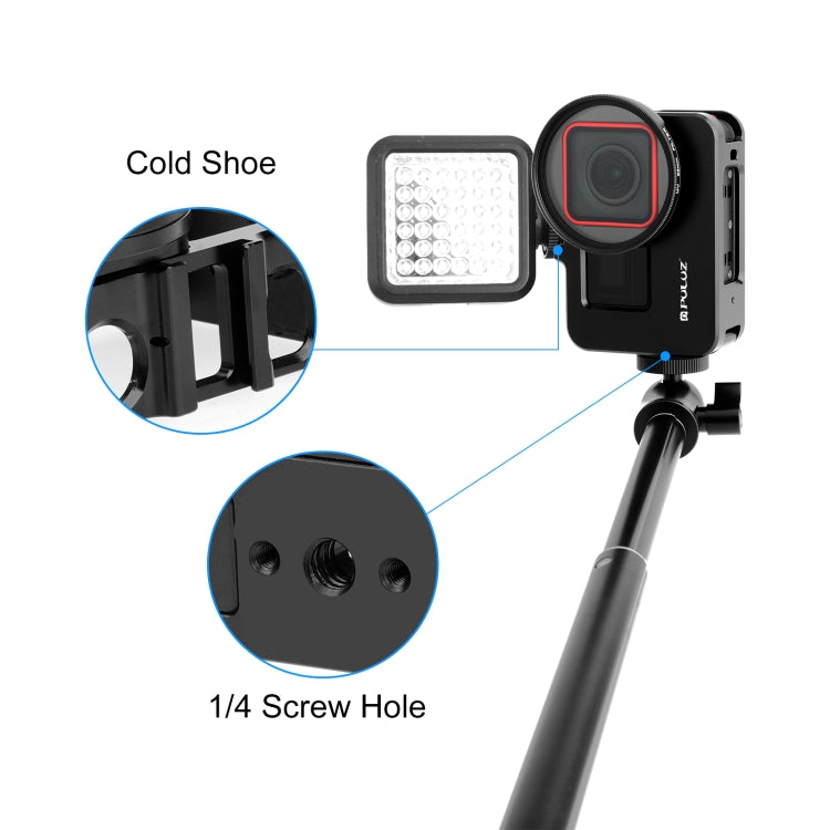 For Insta360 Ace Pro / Ace PULUZ Metal Cage Adapter Frame with 52mm UV Filter & Adapter Ring (Black)