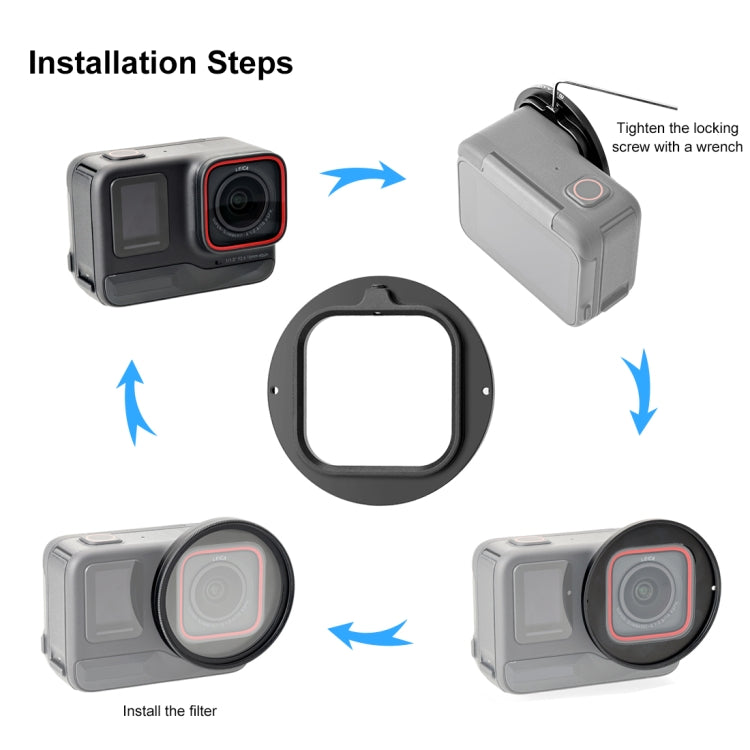 For Insta360 Ace Pro PULUZ 52mm UV Lens Filter Adapter Ring with Lens Cover (Black) - free shipping - PMC TechLife - Order now!