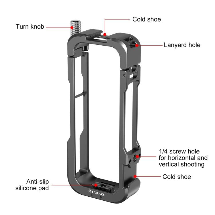For Insta360 X4 PULUZ Metal Protective Cage Rig Housing Frame with Lens Cover (Black) - free shipping - PMC Jewellery - Order now!