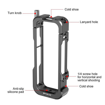 For Insta360 X4 PULUZ Metal Protective Cage Rig Housing Frame with Lens Cover (Black) - free shipping - PMC Jewellery - Order now!