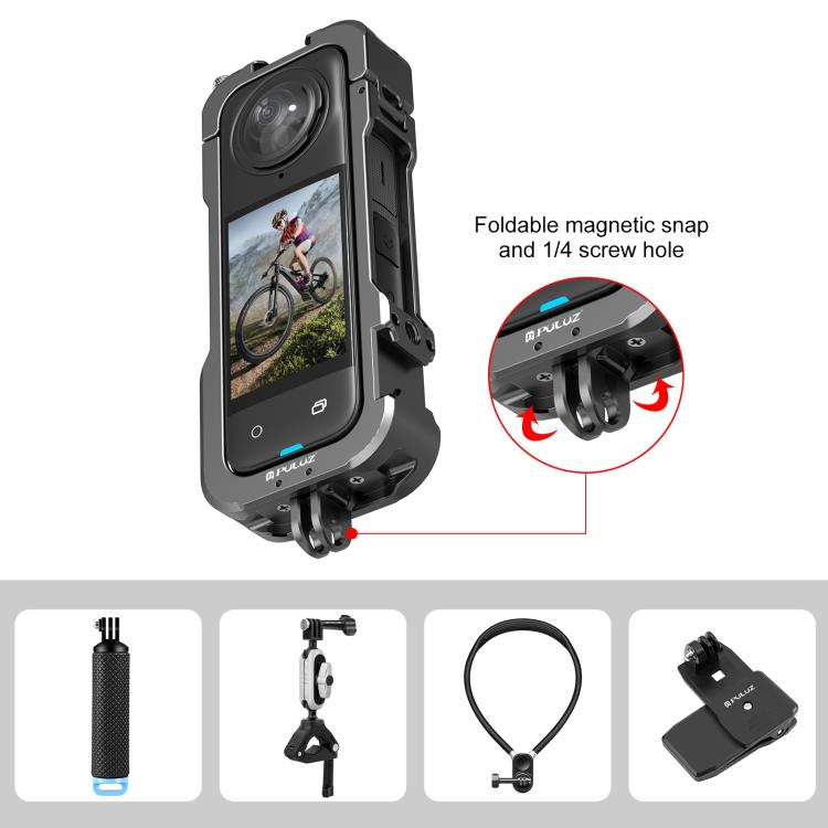 For Insta360 X4 PULUZ Metal Protective Cage Rig Housing Frame with Lens Cover (Black) - free shipping - PMC Jewellery - Order now!