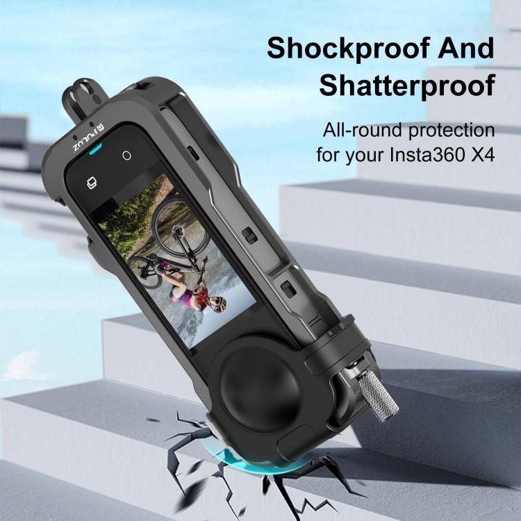 For Insta360 X4 PULUZ Metal Protective Cage Rig Housing Frame with Lens Cover (Black) - free shipping - PMC Jewellery - Order now!