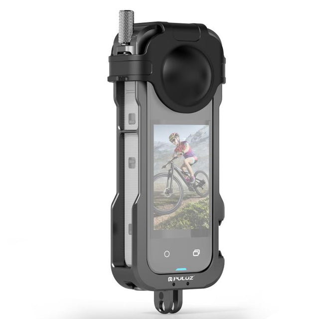 For Insta360 X4 PULUZ Metal Protective Cage Rig Housing Frame with Lens Cover (Black)