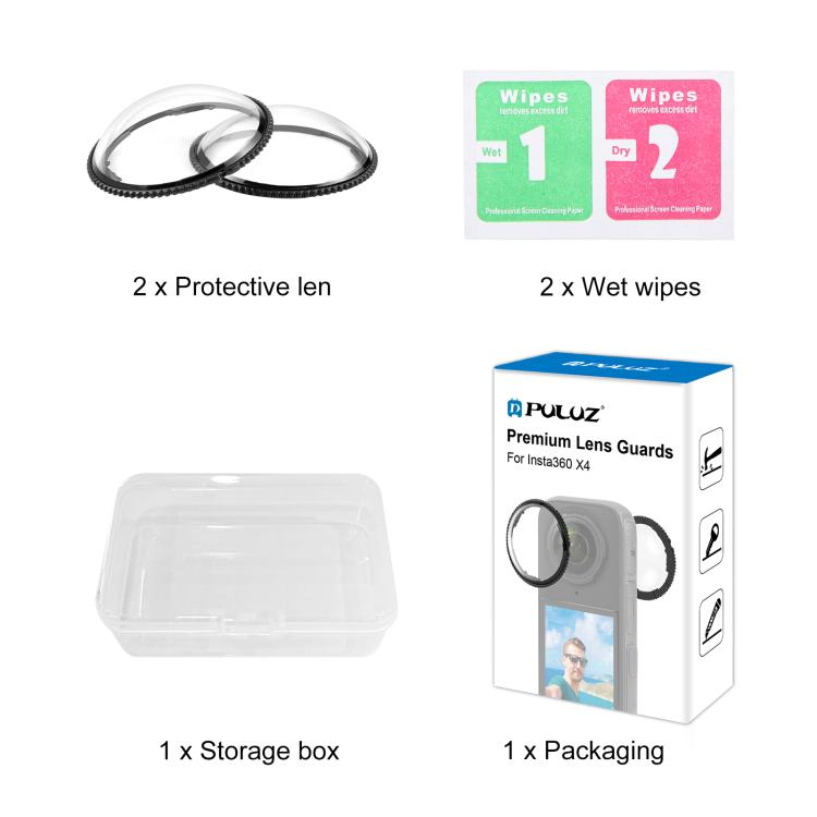For Insta360 X4 PULUZ Rotation Optical Glass Lens Guard  Protective Cover (Transparent) - free shipping - PMC TechLife - Order now!