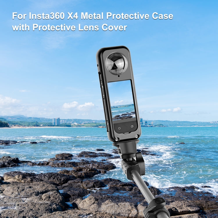 For Insta360 X4 PULUZ Metal Protective Cage Rig Housing Frame with Lens Protector (Black) - free shipping - PMC Jewellery - Order now!
