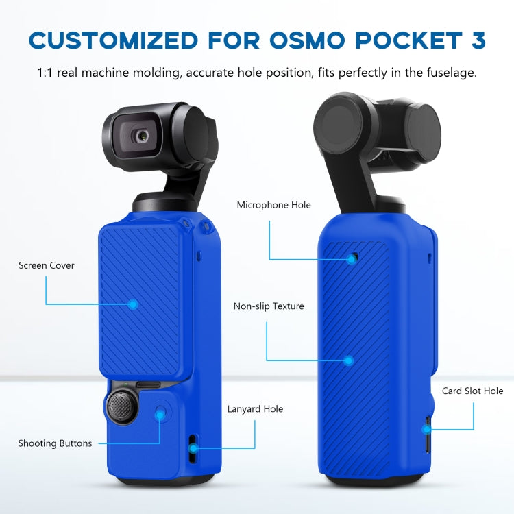 For DJI OSMO Pocket 3 PULUZ  2 in 1 Silicone Cover Case Set with Strap (Blue) - Case & Bags by PULUZ | Online Shopping South Africa | PMC TechLife | Buy Now Pay Later Mobicred