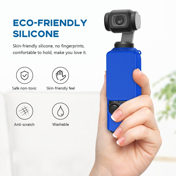 For DJI OSMO Pocket 3 PULUZ  2 in 1 Silicone Cover Case Set with Strap (Blue) - Case & Bags by PULUZ | Online Shopping South Africa | PMC TechLife | Buy Now Pay Later Mobicred