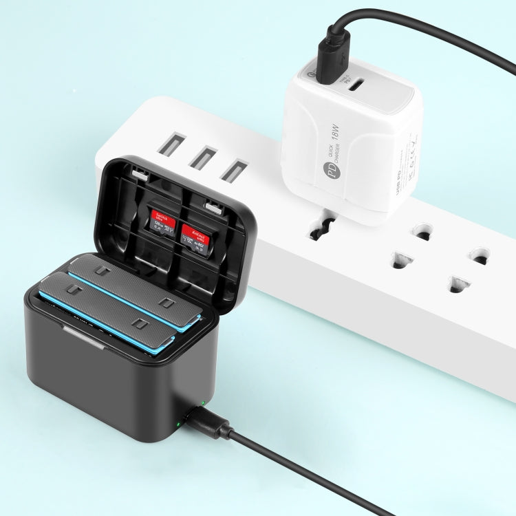 For Insta360 X4 PULUZ Battery Charging Box Battery & Memory Card Storage Case (Black) - Others by PULUZ | Online Shopping South Africa | PMC TechLife | Buy Now Pay Later Mobicred