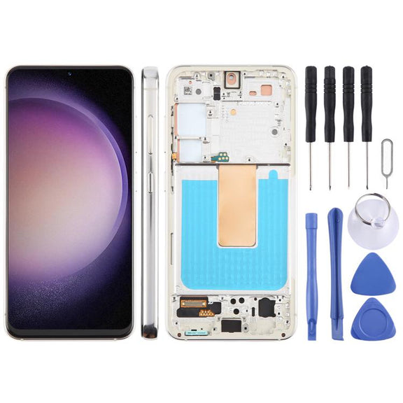 For Samsung Galaxy S23 SM-S911B EU Version 5.96 inch TFT LCD Screen Digitizer Full Assembly with Frame, Not Supporting Fingerprint Identification (Silver)