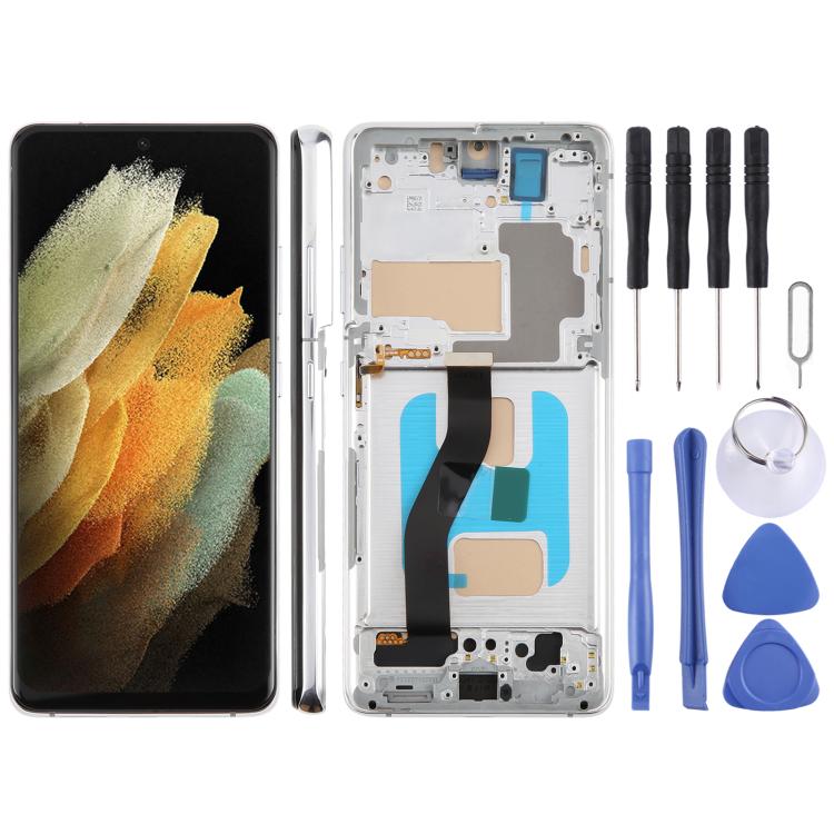 For Samsung Galaxy S21 Ultra SM-G998B 6.66 inch TFT LCD Screen Digitizer Full Assembly with Frame, Not Supporting Fingerprint Identification (Silver) - free shipping - PMC Jewellery - Order now!