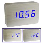 3 in 1 Wooden Clock (Alternately display time, month & date and temperature), White(White)