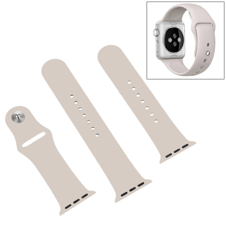 For Apple Watch Ultra 49mm & Watch Ultra 2 49mm / Series 9&8&7 45mm / SE 3&SE 2&6&SE&5&4 44mm / 3&2&1 42mm 3 in 1 Rubber Watch Band with Pin Buckle (Starlight) - free shipping - PMC TechLife - Order now!