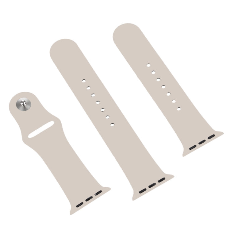 For Apple Watch Ultra 49mm & Watch Ultra 2 49mm / Series 9&8&7 45mm / SE 3&SE 2&6&SE&5&4 44mm / 3&2&1 42mm 3 in 1 Rubber Watch Band with Pin Buckle (Starlight)