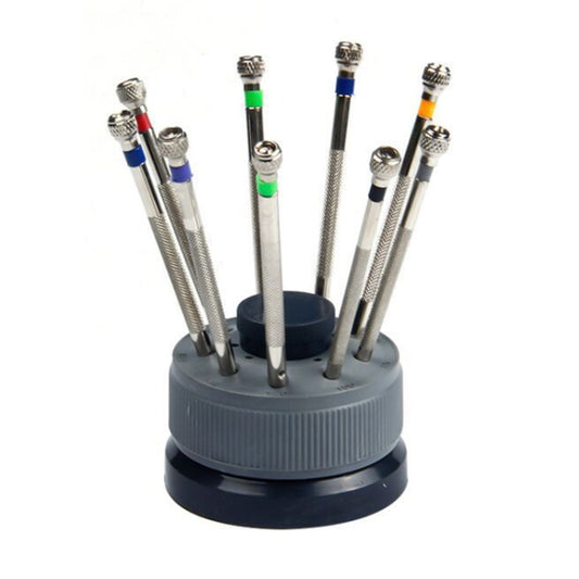 9 PCS 0.5mm-2.5mm Watch Repair Screwdriver Tools Set Kit(Silver) - free shipping - PMC Jewellery - Order now!