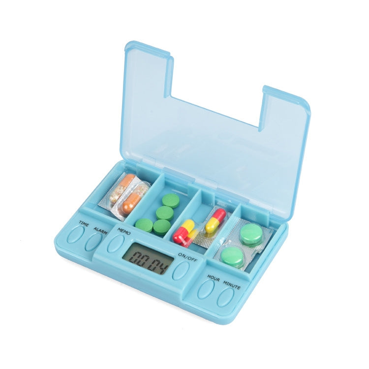 Portable Transparent Travel Pills Reminder Multi-Alarm(Baby Blue)