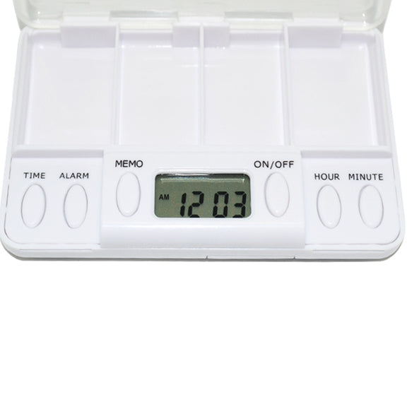 Portable Transparent Travel Pills Reminder Multi-Alarm(White)