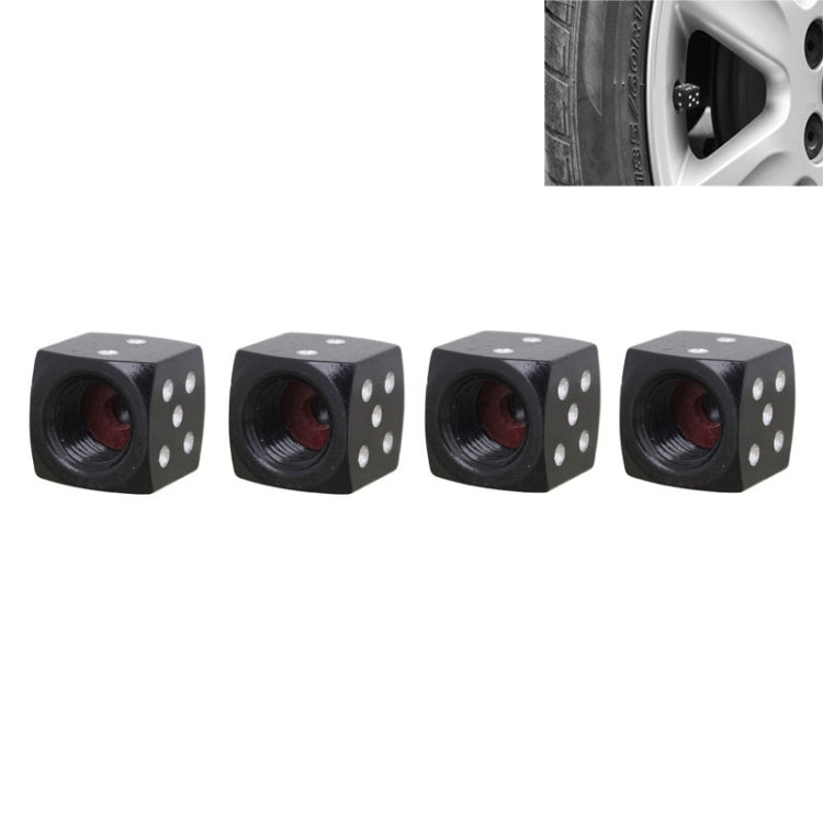 Universal 8mm Dice Style Aluminium Alloy Car Tire Valve Caps, Pack of 4(Black) - Tire Valve Caps by PMC TechLife | Online Shopping South Africa | PMC TechLife | Buy Now Pay Later Mobicred