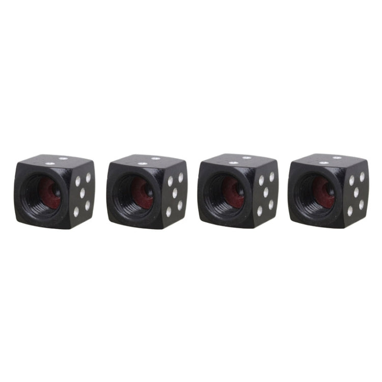 Universal 8mm Dice Style Aluminium Alloy Car Tire Valve Caps, Pack of 4(Black)