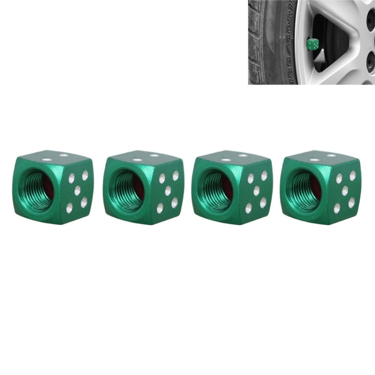 Universal 8mm Dice Style Aluminium Alloy Car Tire Valve Caps, Pack of 4(Green) - free shipping - PMC TechLife - Order now!