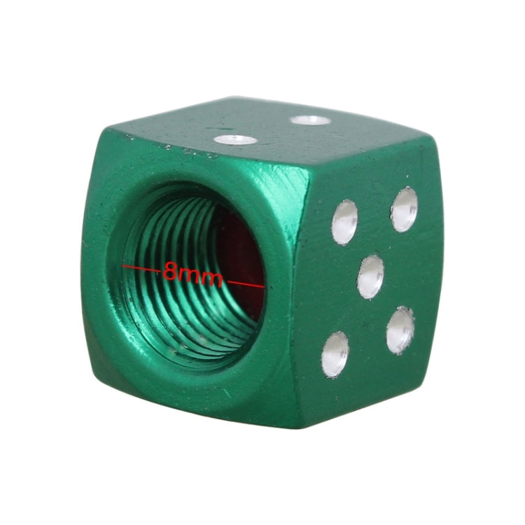 Universal 8mm Dice Style Aluminium Alloy Car Tire Valve Caps, Pack of 4(Green) - free shipping - PMC TechLife - Order now!