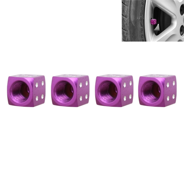 Universal 8mm Dice Style Aluminium Alloy Car Tire Valve Caps, Pack of 4(Purple) - Tire Valve Caps by PMC TechLife | Online Shopping South Africa | PMC TechLife | Buy Now Pay Later Mobicred