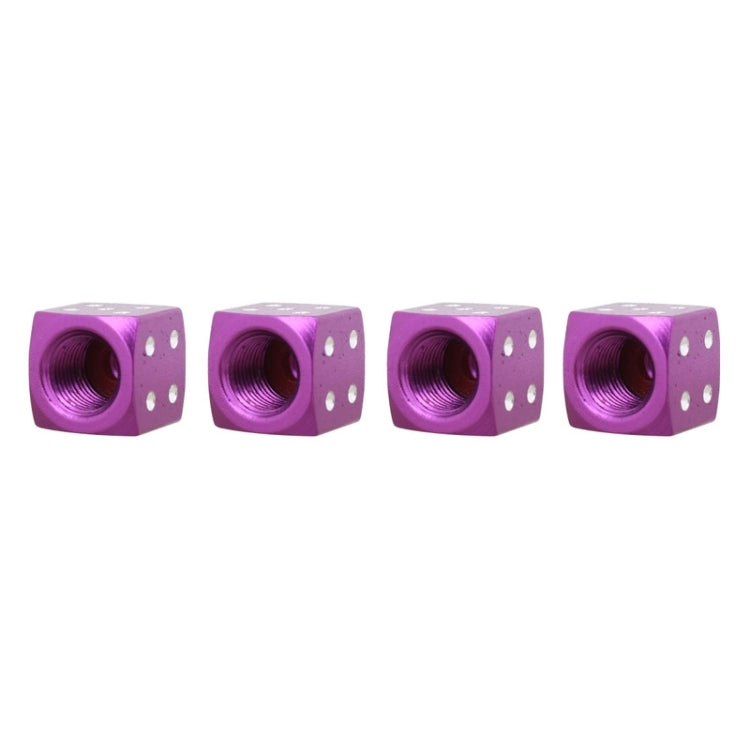 Universal 8mm Dice Style Aluminium Alloy Car Tire Valve Caps, Pack of 4(Purple) - Tire Valve Caps by PMC TechLife | Online Shopping South Africa | PMC TechLife | Buy Now Pay Later Mobicred
