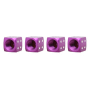 Universal 8mm Dice Style Aluminium Alloy Car Tire Valve Caps, Pack of 4(Purple)