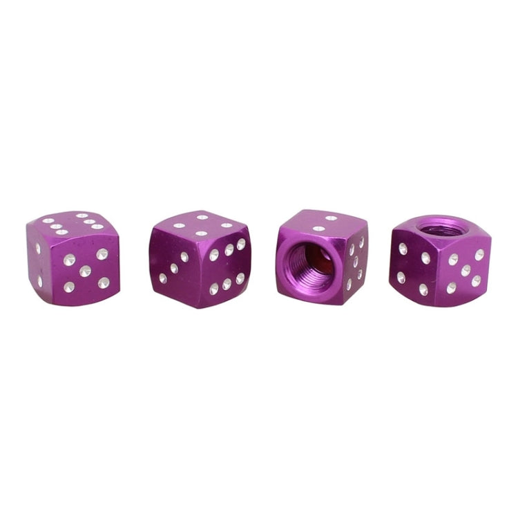 Universal 8mm Dice Style Aluminium Alloy Car Tire Valve Caps, Pack of 4(Purple) - Tire Valve Caps by PMC TechLife | Online Shopping South Africa | PMC TechLife | Buy Now Pay Later Mobicred