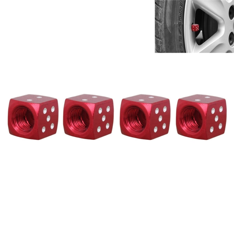 Universal 8mm Dice Style Aluminium Alloy Car Tire Valve Caps, Pack of 4(Red) - Tire Valve Caps by PMC TechLife | Online Shopping South Africa | PMC TechLife | Buy Now Pay Later Mobicred