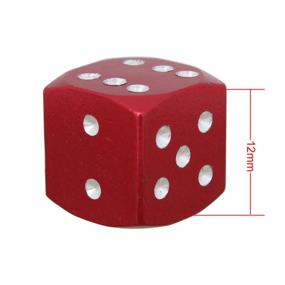 Universal 8mm Dice Style Aluminium Alloy Car Tire Valve Caps, Pack of 4(Red)