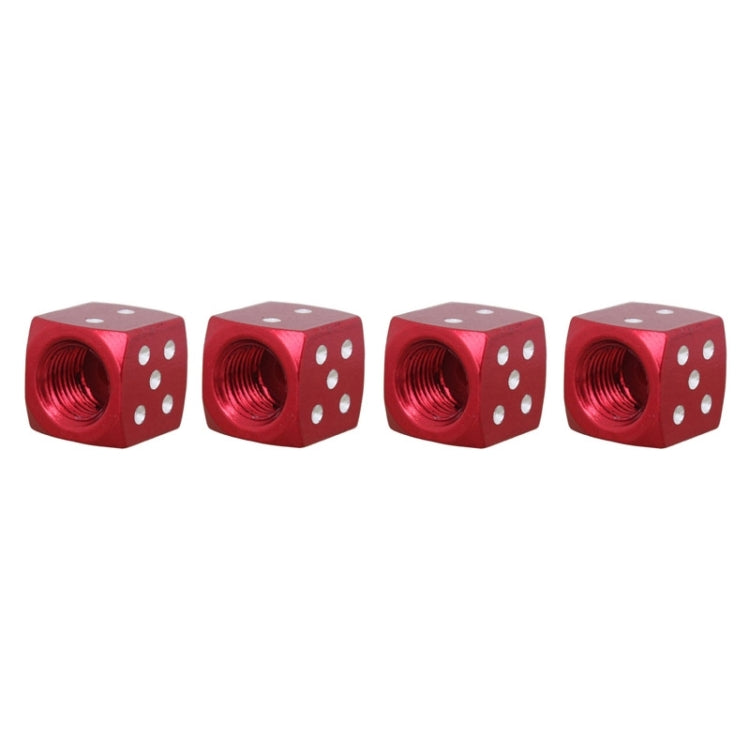Universal 8mm Dice Style Aluminium Alloy Car Tire Valve Caps, Pack of 4(Red) - Tire Valve Caps by PMC TechLife | Online Shopping South Africa | PMC TechLife | Buy Now Pay Later Mobicred