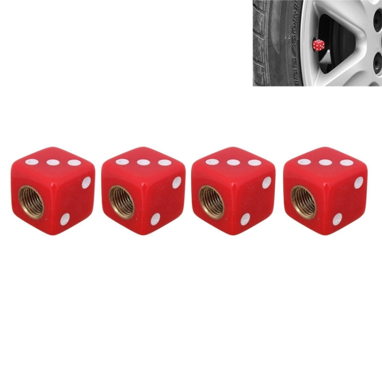 Universal 8mm Dice Style Plastic Car Tire Valve Caps, Pack of 4(Red) - Tire Valve Caps by PMC TechLife | Online Shopping South Africa | PMC TechLife | Buy Now Pay Later Mobicred