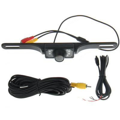 7 LED IR Infrared Water-resistant Night Vision License Plate Frame Astern Backsight With Scaleplate, Support Installed in GPS Navigator , Wide Viewing Angle: 140 degree (YX001)(Black)