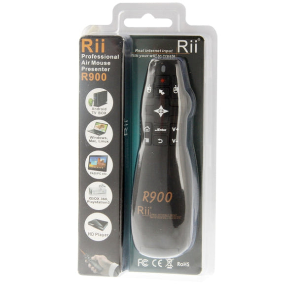 2.4G Wireless Presenter Laser Pointer Fly Mouse Rii Professional Air Mouse R900 for HTPC / Android TV BOX / PS3 / XBOX360 / Tablet PC (K14 R900)(Black)
