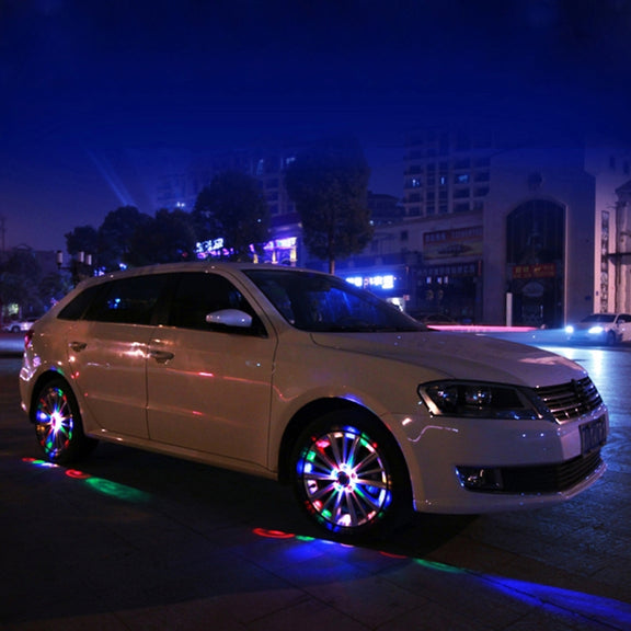 Solar Car LED Colorful Flash Wheel Water-resistant lights