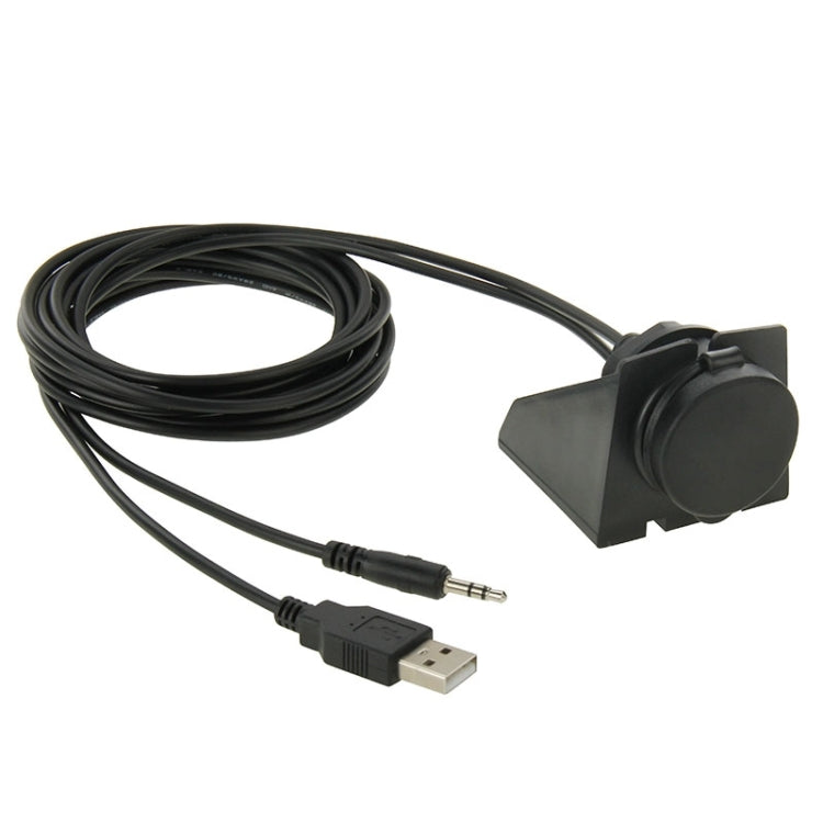USB 2.0 & 3.5mm Male to Female Extension Cable with Car Flush Mount, Length: 2m - DIY Cables by PMC TechLife | Online Shopping South Africa | PMC TechLife | Buy Now Pay Later Mobicred
