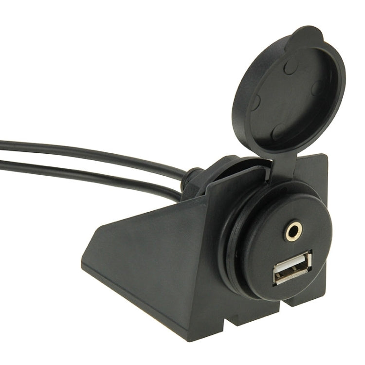 USB 2.0 & 3.5mm Male to Female Extension Cable with Car Flush Mount, Length: 2m - DIY Cables by PMC TechLife | Online Shopping South Africa | PMC TechLife | Buy Now Pay Later Mobicred