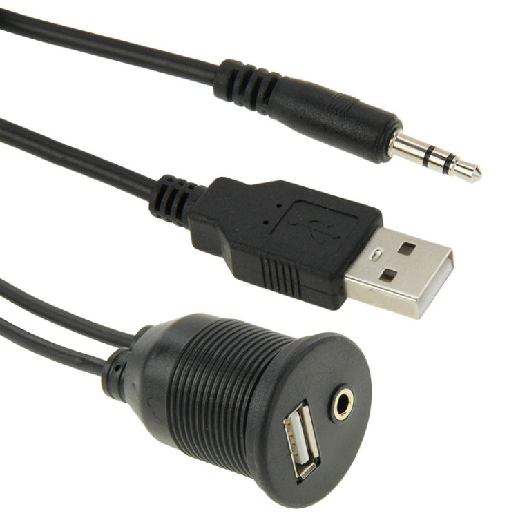 USB 2.0 & 3.5mm Male to Female Extension Cable with Car Flush Mount, Length: 2m - DIY Cables by PMC TechLife | Online Shopping South Africa | PMC TechLife | Buy Now Pay Later Mobicred