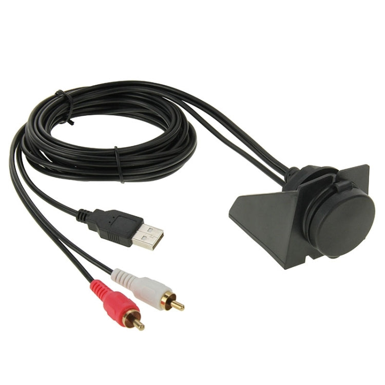 USB 2.0 & 2 RCA Male to USB 2.0 & 3.5mm Female Adapter Cable with Car Flush Mount, Length: 2m - DIY Cables by PMC TechLife | Online Shopping South Africa | PMC TechLife | Buy Now Pay Later Mobicred