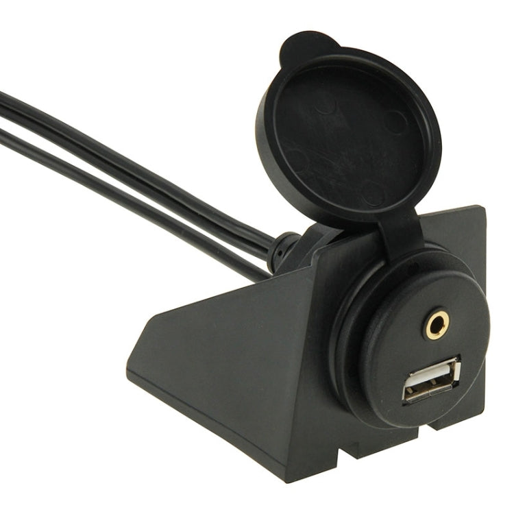 USB 2.0 & 2 RCA Male to USB 2.0 & 3.5mm Female Adapter Cable with Car Flush Mount, Length: 2m - DIY Cables by PMC TechLife | Online Shopping South Africa | PMC TechLife | Buy Now Pay Later Mobicred