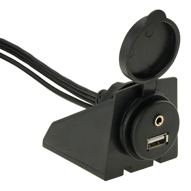 USB 2.0 & 3 RCA Male to USB 2.0 & 3.5mm Female Adapter Cable with Car Flush Mount, Length: 2m - DIY Cables by PMC TechLife | Online Shopping South Africa | PMC TechLife | Buy Now Pay Later Mobicred