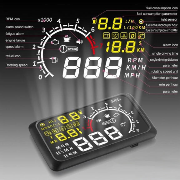 X3 Bluetooth 5.5 inch Car OBDII / EUOBD HUD Vehicle-mounted Head Up Display Security System, Support Speed & Fuel Consumption, Overspeed Alarm, Water Temperature, etc(Black)