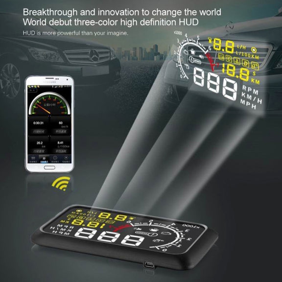 X3 Bluetooth 5.5 inch Car OBDII / EUOBD HUD Vehicle-mounted Head Up Display Security System, Support Speed & Fuel Consumption, Overspeed Alarm, Water Temperature, etc(Black)