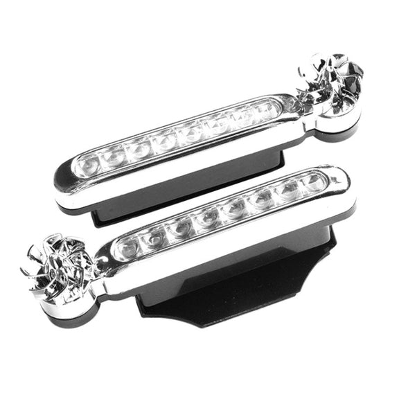2 PCS 8 White LED Bulbs Wind Powered Decorative Car Lights