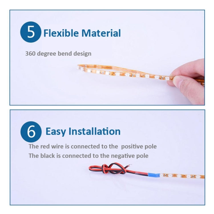 5 PCS Normally-on Style 45 LED 3528 SMD Water-resistant Flexible Car Strip Light for Car Decoration, DC 12V, Length: 45cm
