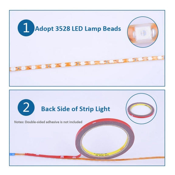 5 PCS Flow Style 45 LED 3528 SMD Water-resistant Flexible Car Strip Light for Car Decoration, DC 12V, Length: 45cm
