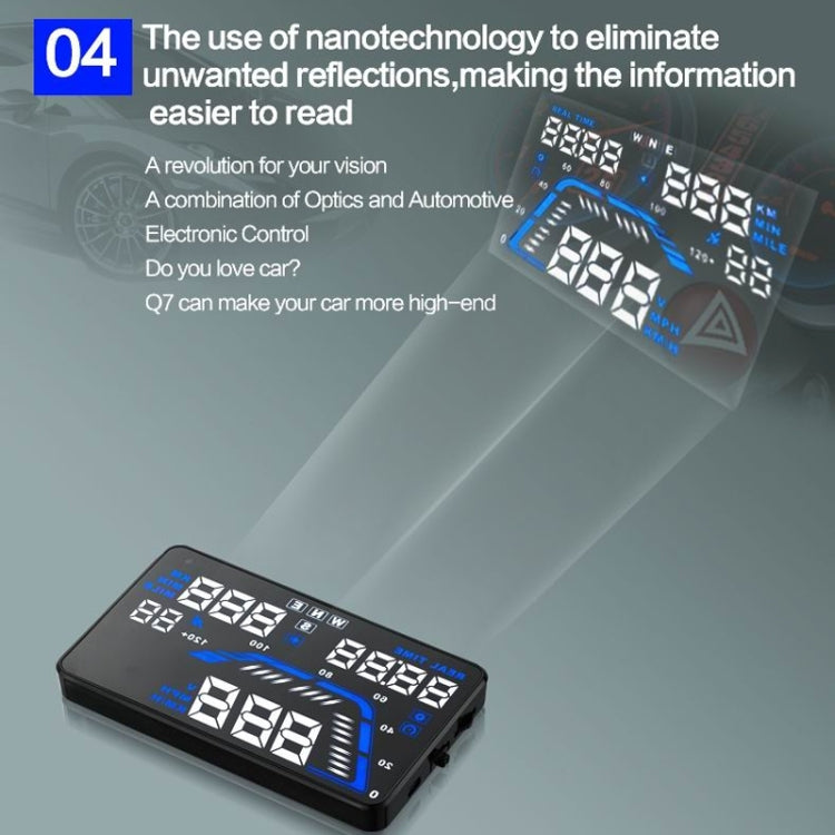 Q7 5.5 inch Car GPS HUD Vehicle-mounted Head Up Display Security System, Support Speed & Real Time & Altitude & Over Speed Alarm & Satellite Number, etc. - Head Up Display System by PMC TechLife | Online Shopping South Africa | PMC TechLife | Buy Now Pay Later Mobicred