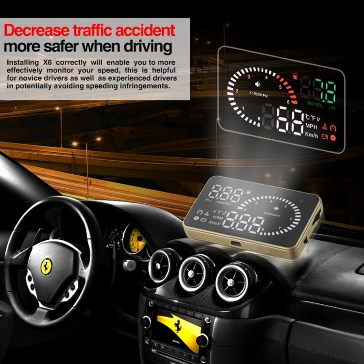 X6 3.5 inch Car OBDII / EUOBD HUD Vehicle-mounted Head Up Display Security System, Support Speed & Water Temperature & Speed Alarm & Fuel Consumption & Battery Voltage, etc. - Head Up Display System by PMC TechLife | Online Shopping South Africa | PMC TechLife | Buy Now Pay Later Mobicred